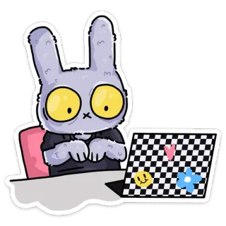 💻 bunny, rabbit, computer, laptop, cartoon, animation whatsapp sticker