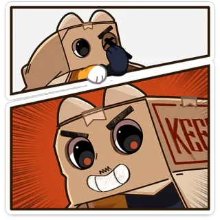 😈 KEEP sticker, cardboard box, cat, angry, keep, cartoon telegram sticker