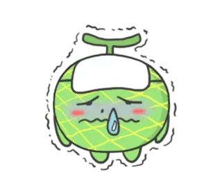 🍈 Melone, krank, kawaii, traurig, Cartoon, Frucht telegram sticker