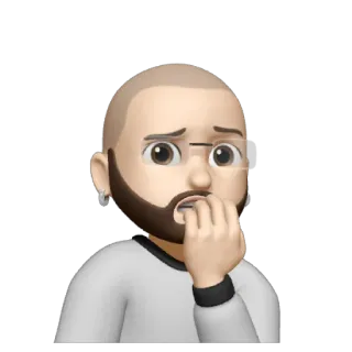 💥 Emoji, Ängstlich, Nervös, Besorgt, Nägel kauen, Avatar, Bart, Brille whatsapp sticker