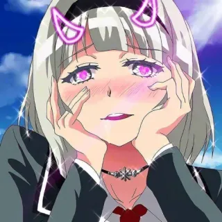 😈 anime girl, devil horns, sparkly, kawaii, cute telegram sticker