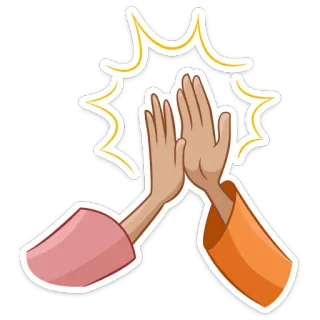 ✋ Tape m'en cinq, Mains, Fête, Accord, Succès, Travail d'équipe whatsapp sticker