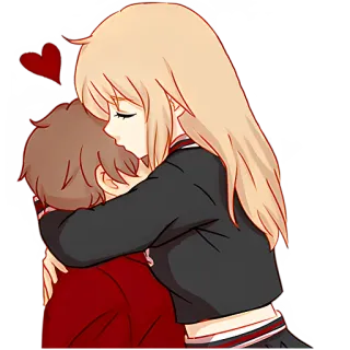 🤗 Аниме, Пара, Объятие, Любовь, Нежность, Мультфильм telegram sticker