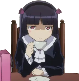 😠 Ruri Gokou Oreimo Anime, Gadis, Lucu, Gotik, Teh, Minum, Manga telegram sticker