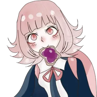 😋 Chiaki Nanami Danganronpa anime, video game, pink hair, character, danganronpa, chiaki nanami telegram sticker