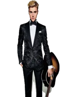🎸 Justin Bieber cantor, músico, popstar, guitarra, roupa formal, celebridade telegram sticker