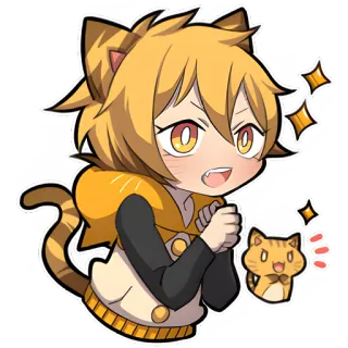 😍 고양이, 애니, 만화, 귀여운, 귀엽다, 주황색, 고양이 소녀, 고양이과 telegram sticker