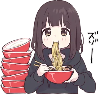 🍜 ズズー! anime, manga, ramen, eating, noodles telegram sticker