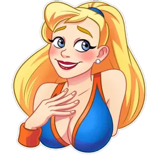 😊 女人, 卡通, 金发, 女孩, 微笑, 快乐 telegram sticker