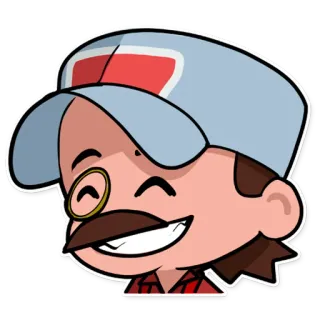 😬 Dibujo animado, Personaje, Monóculo, Bigote, Ingeniero, Mecánico telegram sticker