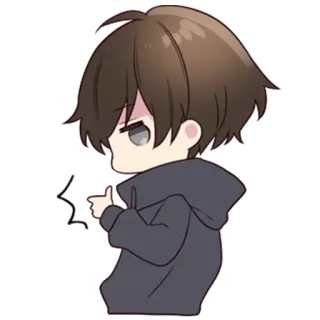 👍 Anime, Chibi, Mignon, Dessin animé, Garçon, Sweat à capuche, Personnage, Manga telegram sticker