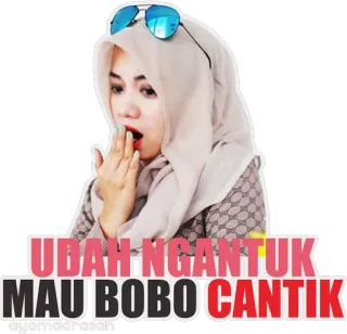💤 UDAH NGANTUK MAU BOBO CANTIK śpiąca, kobieta, hidżab, zmęczona telegram sticker
