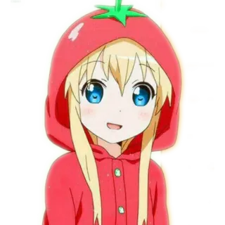 😄 动漫, 卡通, 女孩, 番茄, 连帽衫, 可爱, 金发 telegram sticker