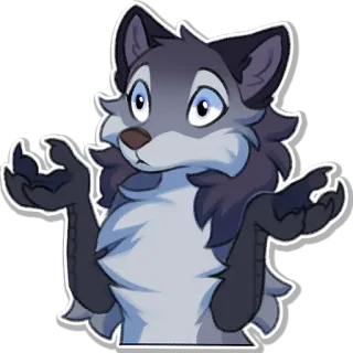 🤥 wolf, cartoon, shrug, animal, mammal, furry telegram sticker
