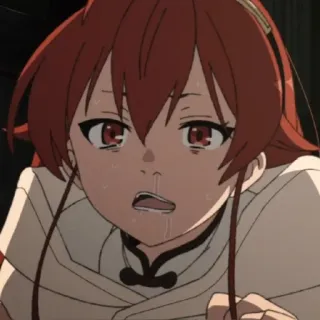 🤢 anime, mồ hôi, tóc đỏ, nhân vật, phụ nữ telegram sticker
