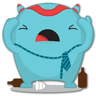 😫 괴물, 스트레스, 술, 만화, 파란색, 좌절, 파티 telegram sticker