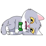 😔 cat, cute, cartoon, animal, sticker whatsapp sticker