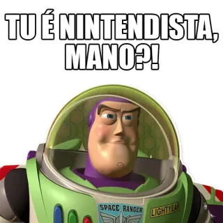🧑‍🚒 Buzz Lightyear Toy Story TU É NINTENDISTA, MANO?! Buzz Lightyear, Toy Story, Nintendo, Gaming, Meme telegram sticker