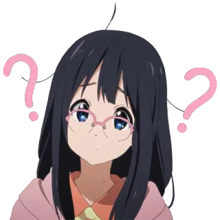 😕 Anime, Frage, Denken, Mädchen, Cartoon whatsapp sticker