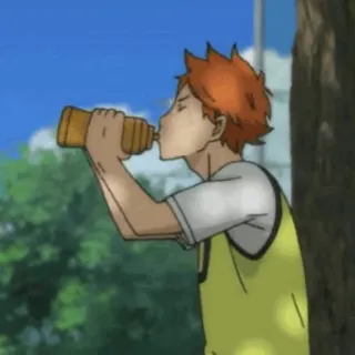 🍁 Hinata Shoyo Haikyuu Anime, Haikyuu, Hinata Shoyo, Menino, Bebendo, Cabelo laranja telegram sticker