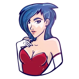 💁‍♀ 漫画, 女性, 女の子, 青髪, ファッション, グラマー telegram sticker