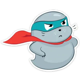 🦸‍♂ мультик, тюлень, супергерой, животное, маска, плащ, смешной, персонаж telegram sticker