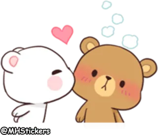 💏 @MHStickers osos, amor, beso, lindo, romántico, pareja whatsapp sticker