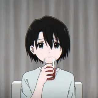 ◾ Anime, Jongen, Drinken, Animatie, Portret, Cartoon whatsapp sticker