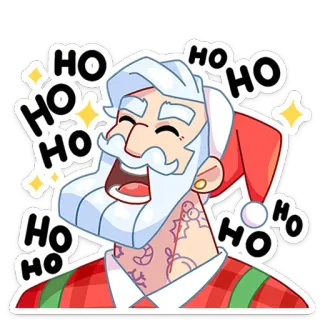 😀 HO HO HO HO Père Noël, Noël, Fête, Festif, Ho Ho Ho, Dessin animé, Hiver telegram sticker