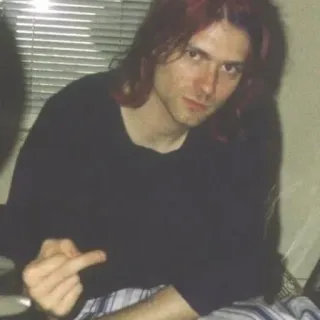 😡 Kurt Cobain 科特·柯本, 中指, 垃圾摇滚, 涅槃乐队, 音乐家 telegram sticker
