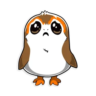 🥺 Porg Star Wars 波格, 星球大战, 可爱, 鸟, 卡通 whatsapp sticker