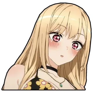 ☺️ Marin Kitagawa My Dress-Up Darling อนิเมะ, ผู้หญิง, น่ารัก, ภาพเหมือน, ชุดเดรส, ผมบลอนด์, มังงะ telegram sticker