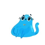💪 cat, cute, sticker, animal, blue telegram sticker