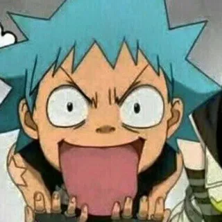 🌟 Black Star Soul Eater anime, cartoon, tongue, funny, silly whatsapp sticker