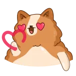 😍 corgi, hond, hartjesogen, liefde, schattig, dier, cartoon telegram sticker