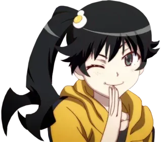 😉 anime, chica, guiño, dibujo animado, personaje telegram sticker