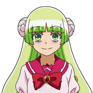 🥱 anime, character, green hair, horns telegram sticker