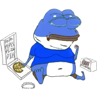 🍕 Pepe the Frog PAPA PEPES PIZZA PIZZA meme, cartoon, pepe, frog, pizza whatsapp sticker