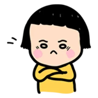 👧 cartoon, angry, upset, folded arms, illustration telegram sticker