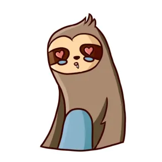 😍 preguiça, fofo, amor, corações, animal, desenho animado whatsapp sticker