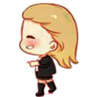 👈 Мультик, Чиби, Указывает, Блондинка, Анимированный telegram sticker