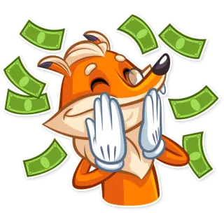 💵 fox, money, success, wealth, cartoon, dollars, finance, cash telegram sticker