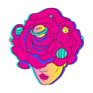 💆 NYX Make-up, Kosmetik, Planet, Galaxie, Gesicht, Kopf, Frau telegram sticker