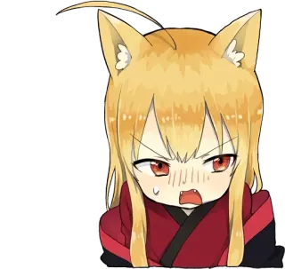 😳 Anime, Garota, Brava, Orelhas de gato, Kawaii, Mangá whatsapp sticker