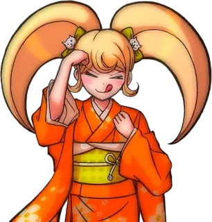 🌟 Hiyoko Saionji Danganronpa Anime, Hiyoko Saionji, Danganronpa, Personnage, cheveux blonds, queues de cheval telegram sticker