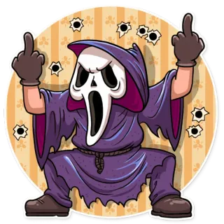 🖕 Ghostface Scream Ghostface, Scream, Horror, Stinkefinger, Einschusslöcher telegram sticker