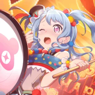 😟 chica anime, linda, colorido, batería, alegre, dibujos animados telegram sticker