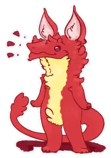 🐻 существо, фэнтези, красный, пушистый, животное, мультфильм, милый telegram sticker