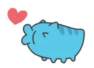 ❤️ Katze, Herz, süß, Tier, blau, Cartoon whatsapp sticker