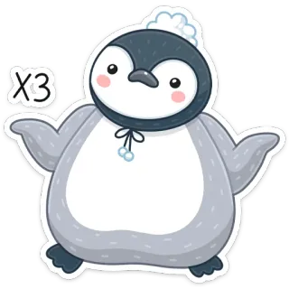 🤷‍♀️ X3 пингвин, милый, животное, мультфильм, наклейка, каваий, x3 whatsapp sticker